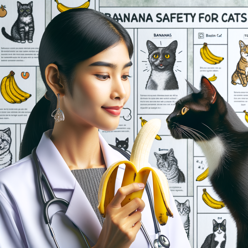 Vet discussing banana safety for cats, highlighting benefits of cats snacking on bananas, emphasizing safe fruits for cats in a 'Banana Bonanza for Cats' article