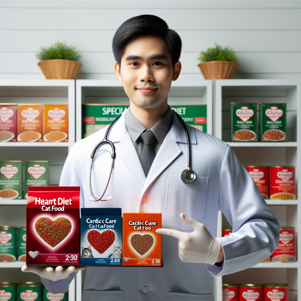 Veterinarian presenting best heart healthy cat food options, including cardiac care and special diet cat food for heart conditions, emphasizing nutritional value for cardiac health in cats.