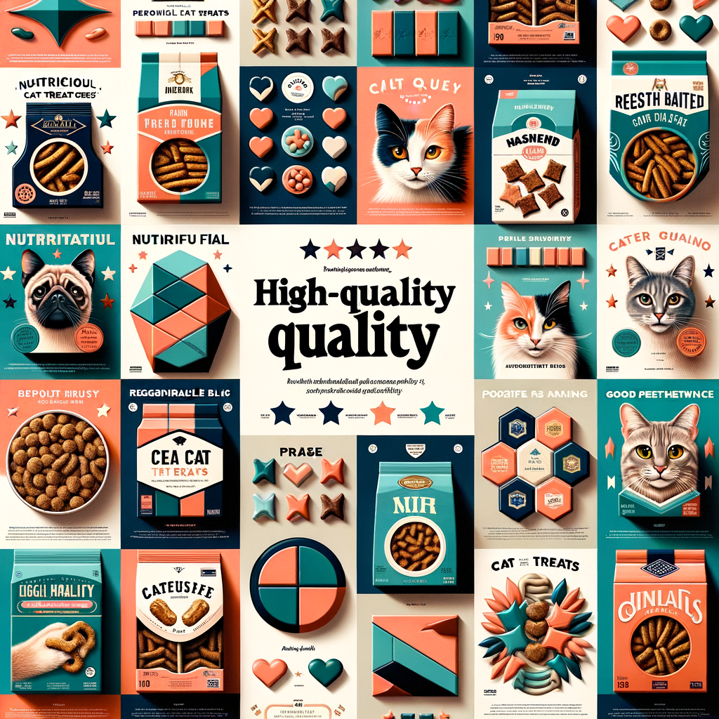 Collage of top 15 best cat treat brands, showcasing premium packaging, healthy options, popular logos, and positive reviews for a comprehensive cat treat comparison and recommendations.
