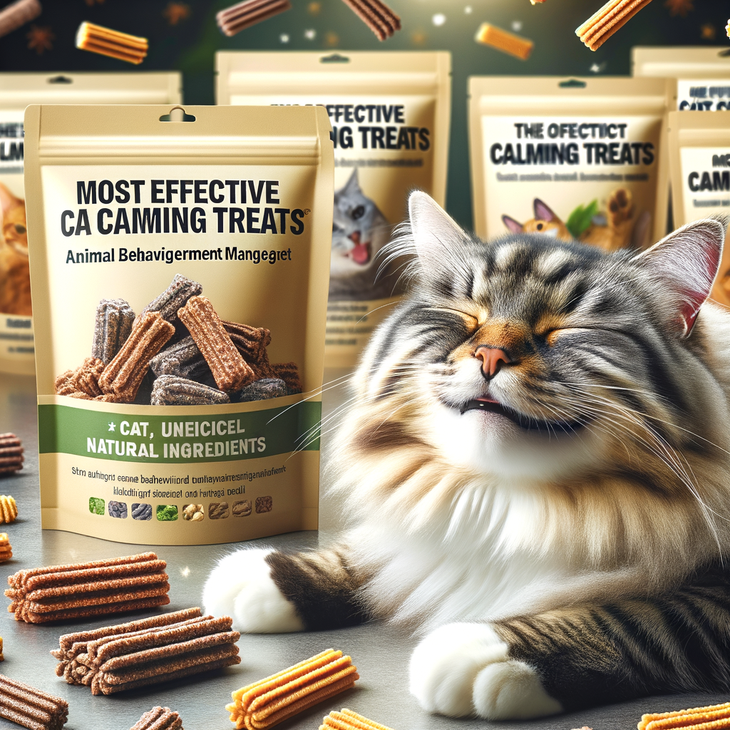 Stress-free cat enjoying the best cat calming treats, including natural options, for effective cat stress relief and anxiety relief, showcasing cat behavior management and pet stress management techniques.