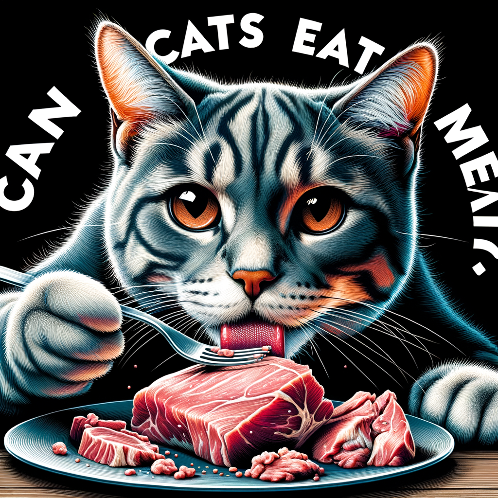 Cats eating meat, illustrating feline carnivorous tendencies and the importance of meat in a cat's diet, questioning 'can cats eat meat' and highlighting natural meat consumption habits of carnivorous pets.
